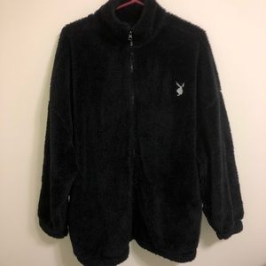 PLAYBOY Fuzzy One Size Fits All Unisex Zip Up Jacket